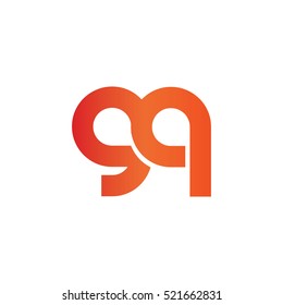 Initial Letter GQ Linked Design Logo Red Orange