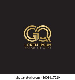 Initial Letter GQ linked uppercase overlap modern gold logo vector design template. Suitable for business, consulting group company.