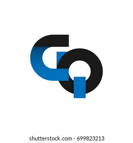 Initial letter GQ logo design concept in blue and black color