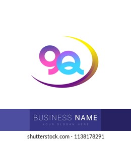 initial letter GQ logotype company name, coloreful and swoosh design. vector logo for business and company identity.