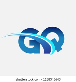 initial letter GQ logotype company name colored blue and swoosh design. vector logo for business and company identity.
