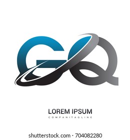 initial letter GQ logotype company name colored blue and grey swoosh design. logo design for business and company identity.