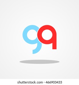 Initial letter GQ lowercase logo design template blue sky red
