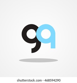 Initial letter GQ lowercase logo design template black blue sky color