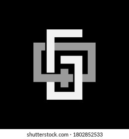 Initial letter G,Q, GQ or QG overlapping, interlock, monogram logo, gray and white color on black background
