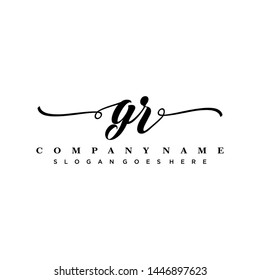 Initial letter GR beautiful handwriting logo vector template