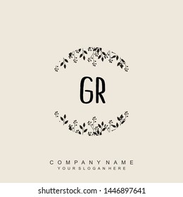 Initial letter GR beautiful handwriting logo vector template