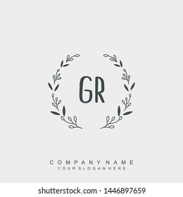 Initial letter GR beautiful handwriting logo vector template