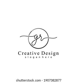 Initial letter GR calligraphy handwritten logo. Handwritten alphabet in the logo template. Letters and Alphabet for your logo design.