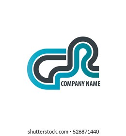 Initial Letter GR Linked Design Logo Blue Black