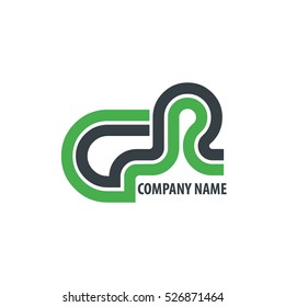 Initial Letter GR Linked Design Logo Green Black