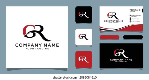 Initial Letter GR logo design vector with business card design template