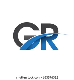 initial letter GR logotype company name colored blue and grey swoosh design. vector logo for business and company identity.
