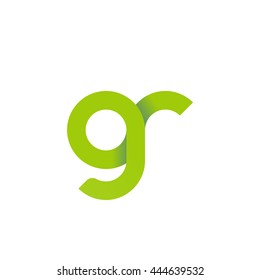 initial letter gr modern linked circle round lowercase logo green