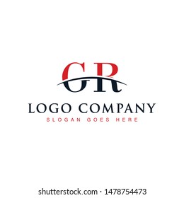 Initial letter GR, overlapping movement swoosh horizon logo company design inspiration in red and dark blue color vector