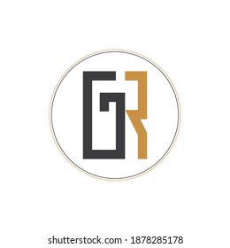 Initial Buchstaben gr oder rg Logo Design Vorlage. Kreative abstrakte Buchstaben gr Logo Design mit Rand.