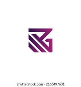 letra inicial abstracta logotipo RG en color azul y magenta aislado en color blanco aplicado para el logotipo de la empresa de tecnología también adecuado para las marcas o empresas que tengan el nombre inicial RG o GR