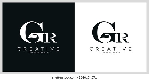 Initial Letter GR or RG typography logo design vector