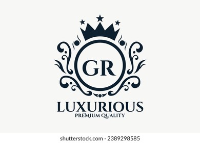 Initial  Letter GR Royal Luxury Logo template in vector art for luxurious branding  vector illustration.