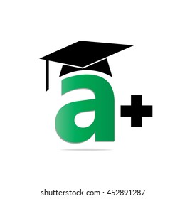 Initial Letter A With Graduation Cap Logo Green