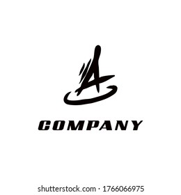 Initial A letter with graffiti tag style for business logo design template