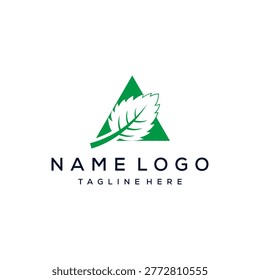 initial letter A gree leaves nature logo design