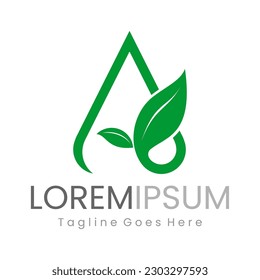 Initial Letter A with Green Leaf For Food, Natural, Vegetarian, Fertilizer, Agriculture Logo Design