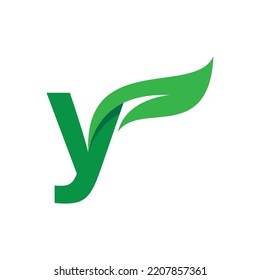 Initial letter with green leaf logo vector template