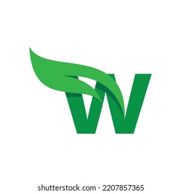 Initial letter with green leaf logo vector template