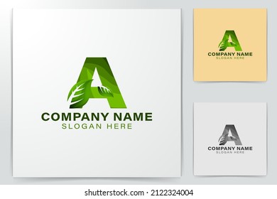 letra inicial A con hoja verde. logotipo natural saludable Ideas. Diseño del logo de la inspiración. Ilustración del vector de plantilla. Aislado En Fondo Blanco