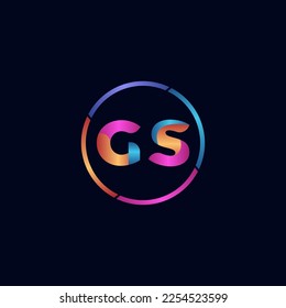 Letra inicial del logotipo de la curva GS redondeada, colores brillantes gradientes vivos y brillantes