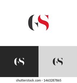 Initial Letter gs g s uppercase modern logo design template elements. red letter Isolated on black white grey background. Suitable for business, consulting group company.