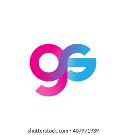 initial letter gs linked circle lowercase logo pink blue purple