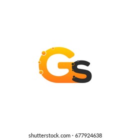 Initial Letter GS linked design with bubble in orange color. Vector icon symbol logo illustration eps10