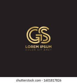 Initial Letter GS linked uppercase overlap modern gold logo vector design template. Suitable for business, consulting group company.