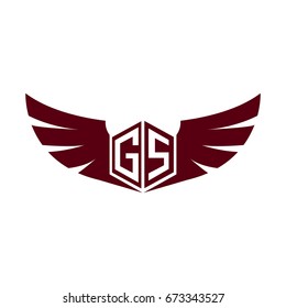 Initial Letter GS Logo with Wings Icon
