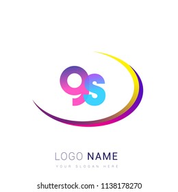 initial letter GS logotype company name, coloreful and swoosh design. vector logo for business and company identity.