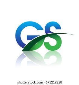 initial letter GS logotype company name colored blue and green swoosh design. vector logo for business and company identity.
