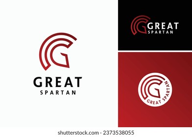 Initialbrief GS SG G Sparta Mask, Spartan Helmet für griechischer Roman Warrior Knight Solider Logo-Design-Inspiration