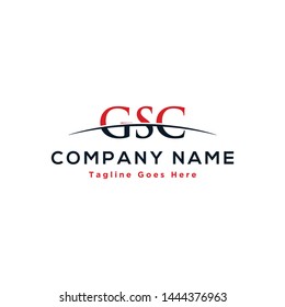 Initial letter GSC, overlapping movement swoosh horizon logo company design inspiration in red and dark blue color vector