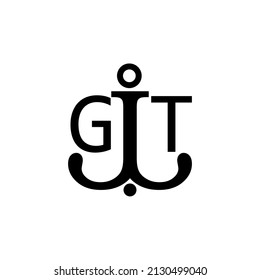 Initial letter GT anchor simple logo.