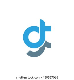 initial letter gt linked round lowercase logo blue