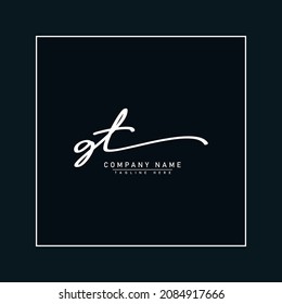 Initial Letter GT Logo - Handwritten Signature Style Logo