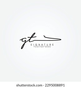 Initial Letter GT Logo - Handwritten Signature Logo