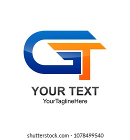 Initial letter GT logo template colored blue orange design for business and company identity