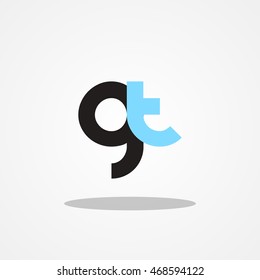Initial letter GT lowercase logo design template black blue sky color
