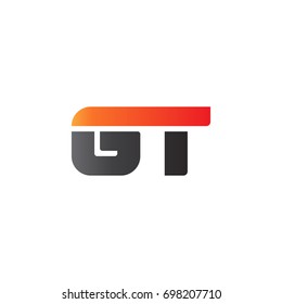 Initial letter GT, straight linked line bold logo, gradient fire red black colors