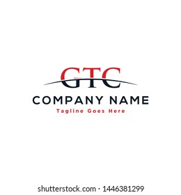 Initial letter GTC, overlapping movement swoosh horizon logo company design inspiration in red and dark blue color vector