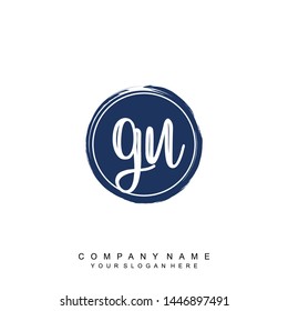 Initial letter GU beautiful handwriting logo vector template
