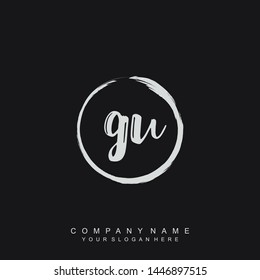 Initial letter GU beautiful handwriting logo vector template